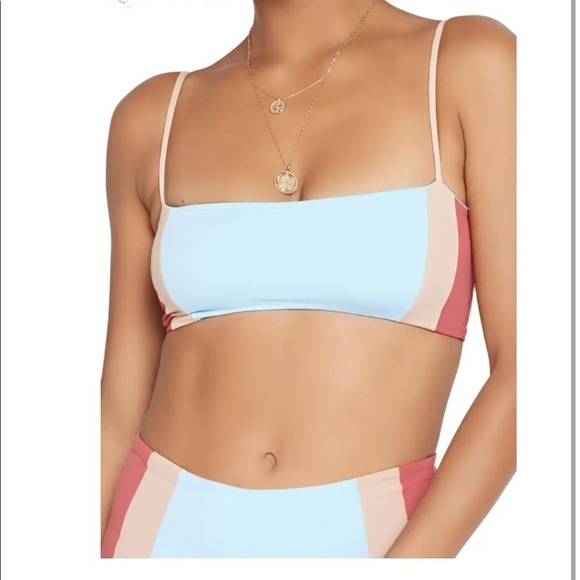 L*space Rebel Bandeau bikinin top XS Colorblock Reversible NWT - Picture 1 of 8